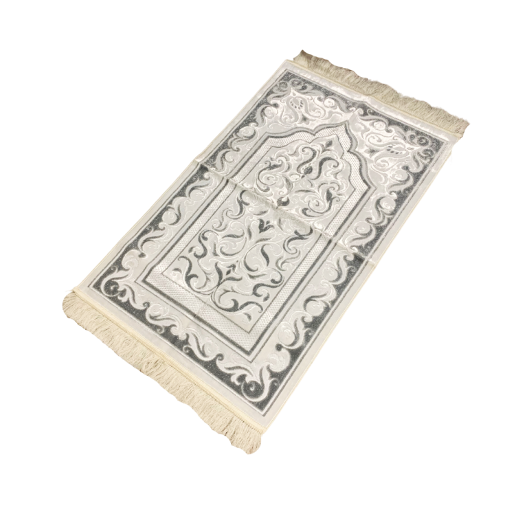 Tapis de Prière de Luxe - Couleur Blanc et Argenté - Adulte - 73 x 110 cm Tapis de Prière de Luxe - Couleur Blanc et Argenté - Adulte - 73 x 110 cm