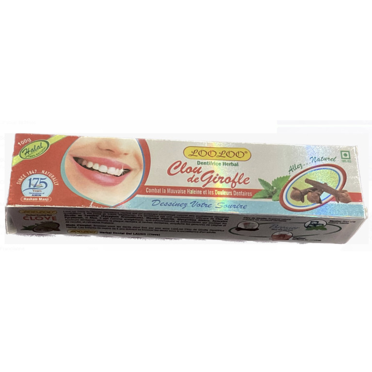 Dentifrice Herbal Looloo 100G Meswak avec Du Clou de Girofle