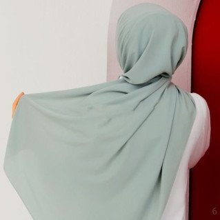 Voile avec Bonnet Intégré - Vert Sauge - Hijab Soie de Médine - Sedef