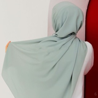 Voile avec Bonnet Intégré - Vert Sauge - Hijab Soie de Médine - Sedef