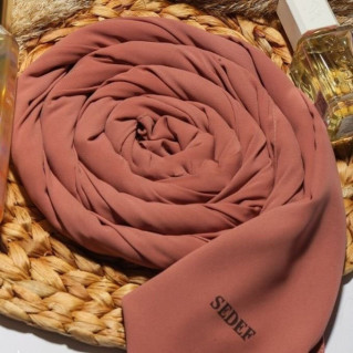 Voile avec Bonnet Intégré - Pêche - Hijab Soie de Médine - Sedef