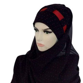 Hijab avec Bandeau De Mousseline - Matière en Soie - Sedef