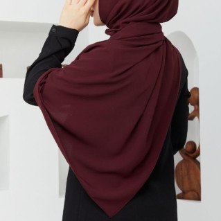Voile avec Bonnet Intégré - Rouge Bordeaux - Hijab Soie de Médine - Sedef
