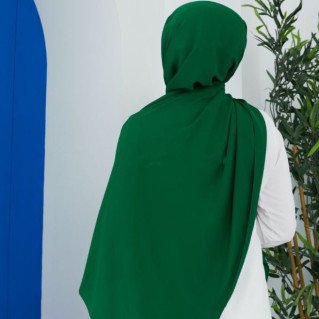 Voile avec Bonnet Intégré - Vert - Hijab Soie de Médine - Sedef