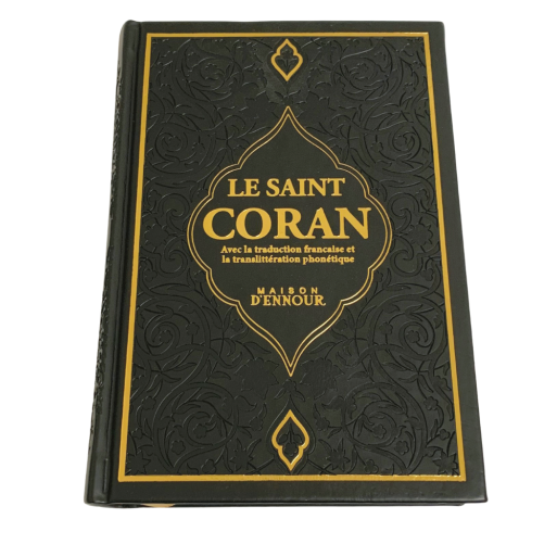 Le Saint Coran Noir - Couverture Daim - Pages Arc-En-Ciel - Français-Arabe-Phonétique - Maison Ennour