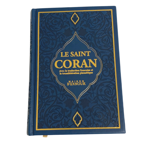 Le Saint Coran Bleu Nuit - Couverture Daim - Pages Arc-En-Ciel - Français-Arabe-Phonétique - Maison Ennour
