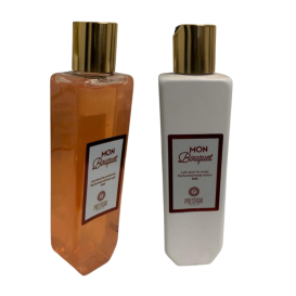 Lot de 2 Flacons : Mon Bouquet - Gel Douche, Lait pour le Corps - Mixte Homme et Femme - Prestigia