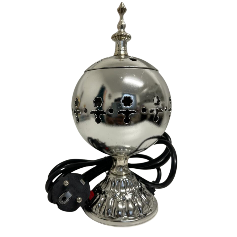 Bruleur Sphère Electrique Bakhour - Argenté - Encens - Modèle WF-014 Bruleur Sphère Electrique Bakhour - Argenté - Encens - Modèle WF-014