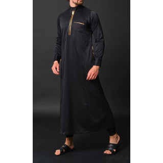 Qamis Long Gamme Premium - Noir - Qaba'il : Amir