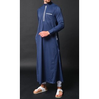 Qamis Long Gamme Premium - Bleu Nuit - Qaba'il : Amir
