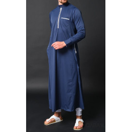 Qamis Long Gamme Premium - Bleu Nuit - Qaba'il : Amir