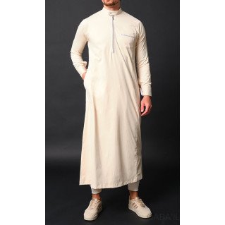 Qamis Long Gamme Premium - Beige - Qaba'il : Amir