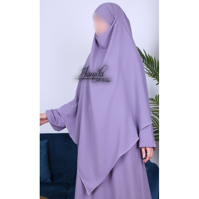 Khimar 2 Voiles - Lila - Microfibre Léger - Jamila