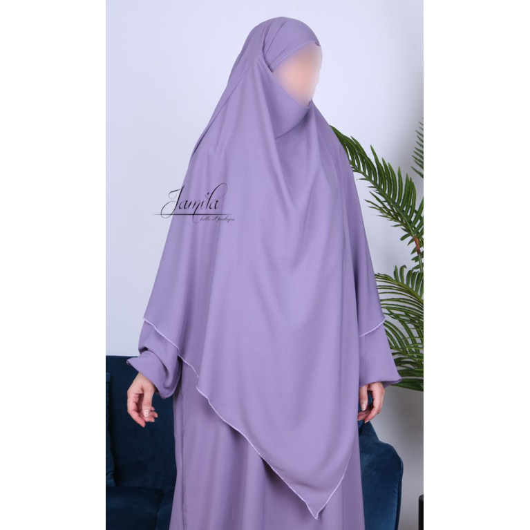 Khimar 2 Voiles - Lila - Microfibre Léger - Jamila