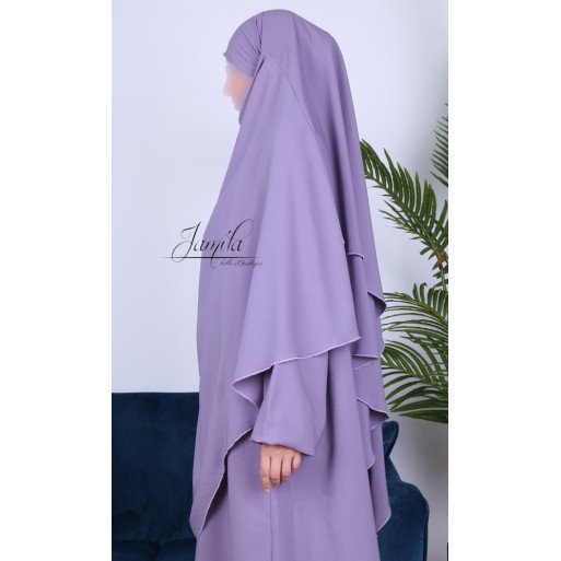 Khimar 2 Voiles - Lila - Microfibre Léger - Jamila