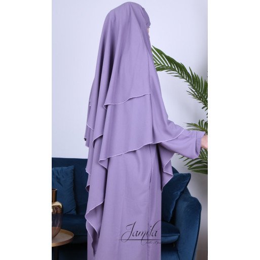 Khimar 2 Voiles - Lila - Microfibre Léger - Jamila