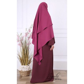  Khimar 2 Voiles - Fushia - Microfibre Léger - Jamila