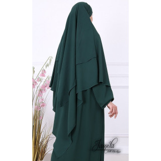 Khimar 2 Voiles - Vert - Microfibre Léger - Jamila