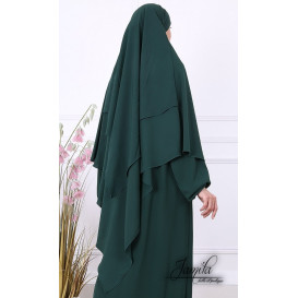Khimar 2 Voiles - Vert - Microfibre Léger - Jamila