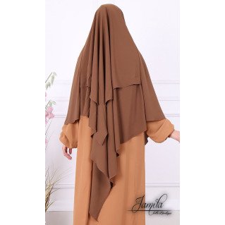 Khimar 2 Voiles - Marron - Microfibre Léger - Jamila