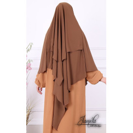 Khimar 2 Voiles - Marron - Microfibre Léger - Jamila