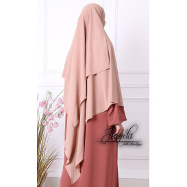 Khimar 2 Voiles - Taupe Rose - Microfibre Léger - Jamila