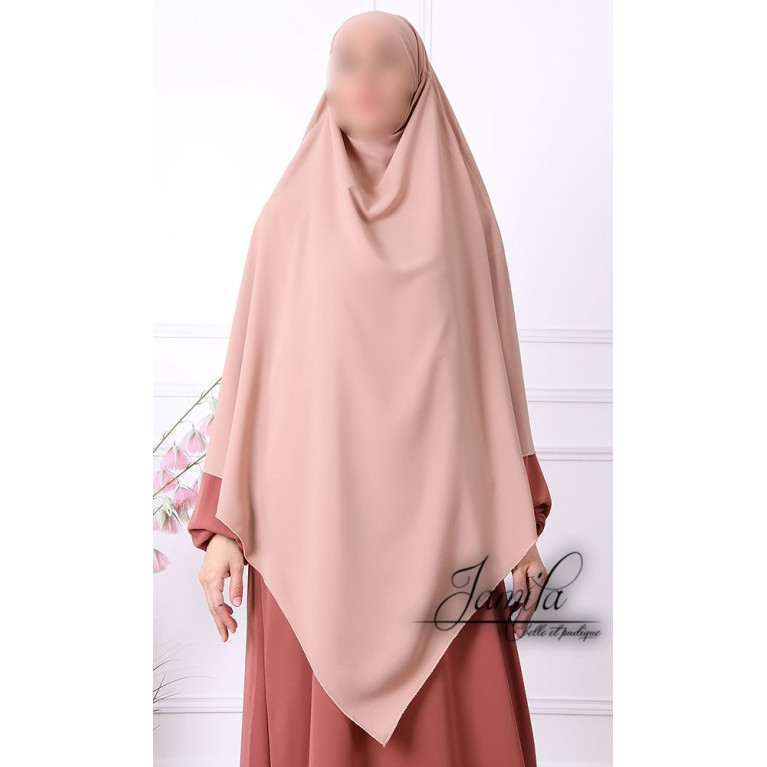 Khimar 2 Voiles - Taupe Rose - Microfibre Léger - Jamila