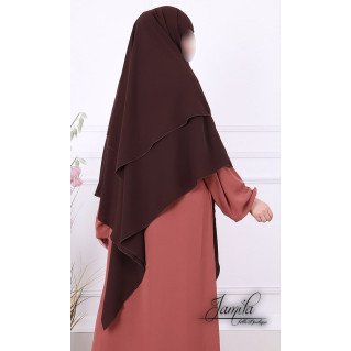 Khimar 2 Voiles - Choco - Microfibre Léger - Jamila
