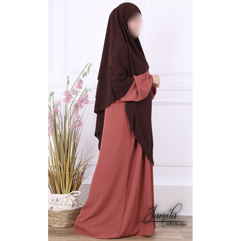 Khimar 2 Voiles - Choco - Microfibre Léger - Jamila