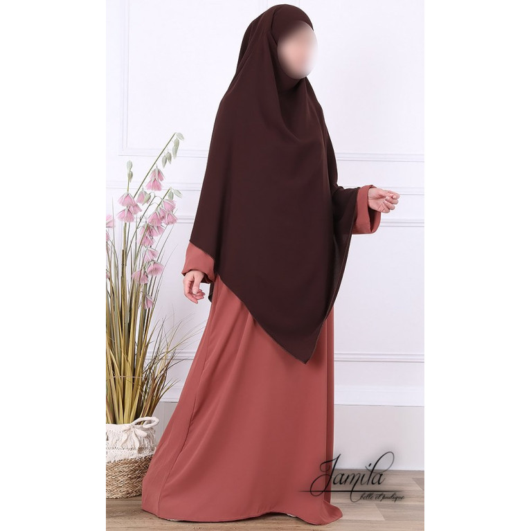 Khimar 2 Voiles - Choco - Microfibre Léger - Jamila