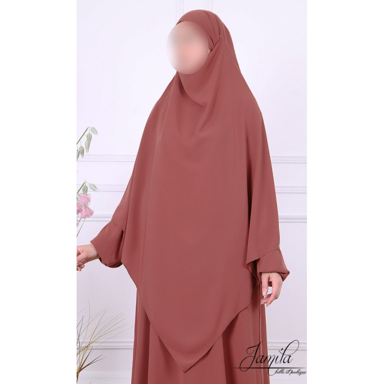 Khimar 2 Voiles - Terre Sienne - Microfibre Léger - Jamila