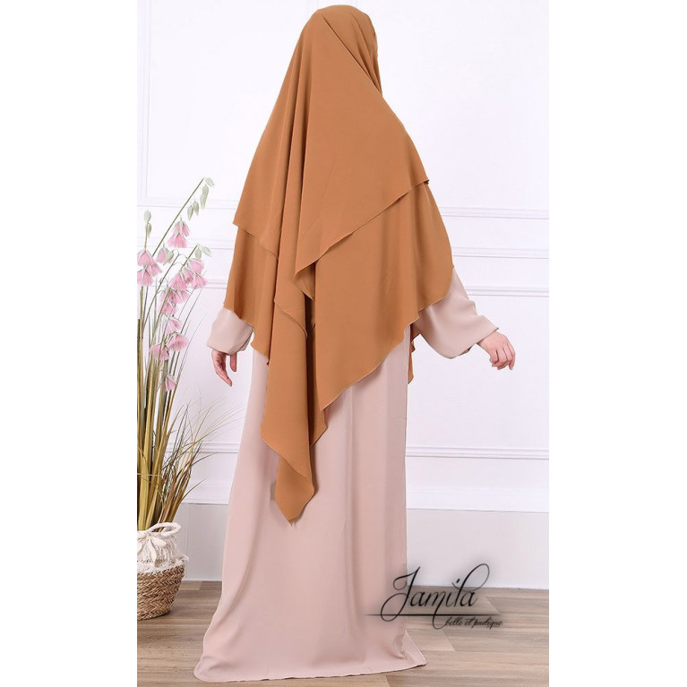  Khimar 2 Voiles - Camel - Microfibre Léger - Jamila