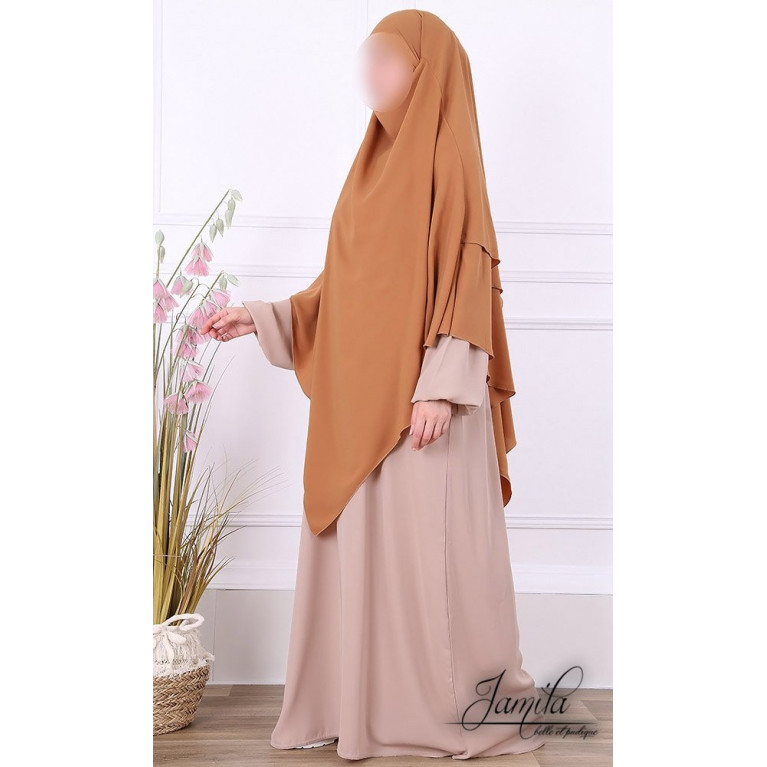  Khimar 2 Voiles - Camel - Microfibre Léger - Jamila