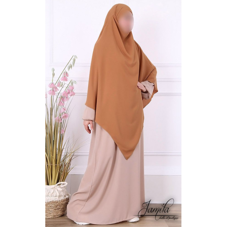  Khimar 2 Voiles - Camel - Microfibre Léger - Jamila