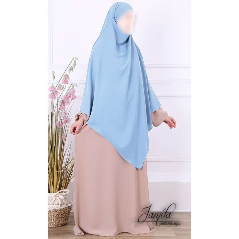 Khimar 2 Voiles - Bleu Clair - Microfibre Léger - Jamila Khimar 2 Voiles - Bleu Clair - Microfibre Léger - Jamila