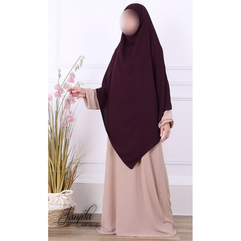  Khimar 2 Voiles - Acajou - Microfibre Léger - Jamila