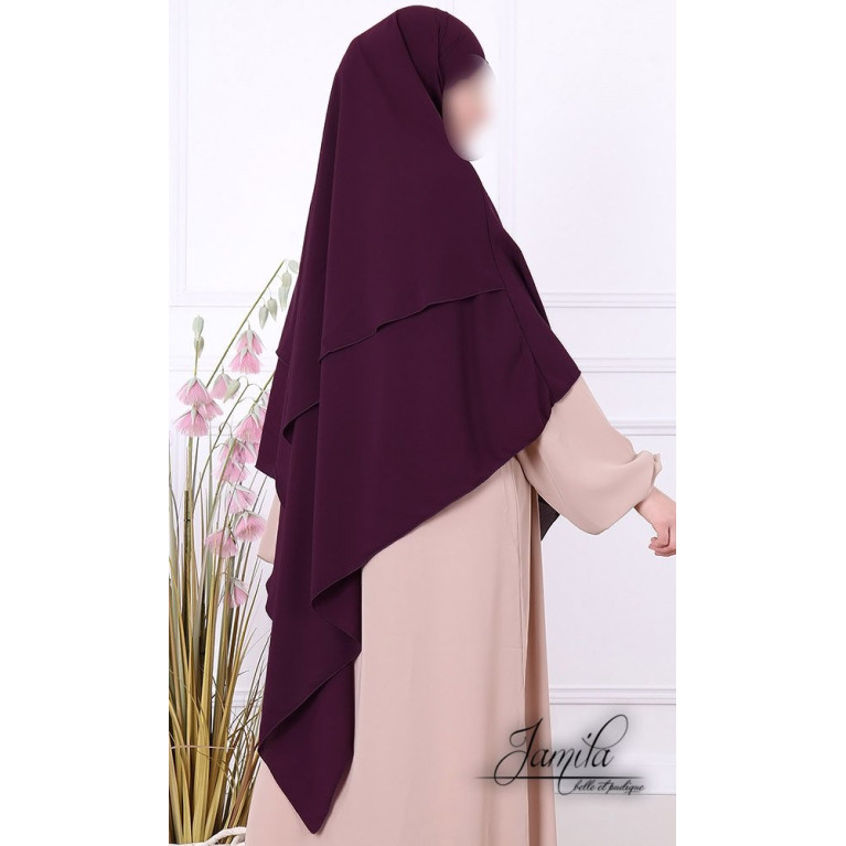  Khimar 2 Voiles - Prune - Microfibre Léger - Jamila