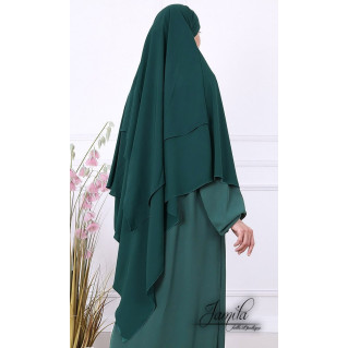  Khimar 2 Voiles - Vert Canard- Microfibre Léger - Jamila