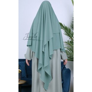 Khimar 2 Voiles - Vert Amande - Microfibre Léger - Jamila