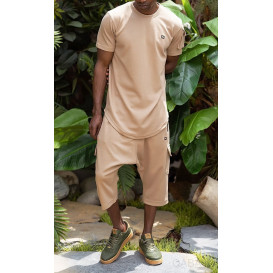 Sarouel Cargo et T-shirt Sniper Manche Courte Camel, Ensemble Qaba'il : IGO