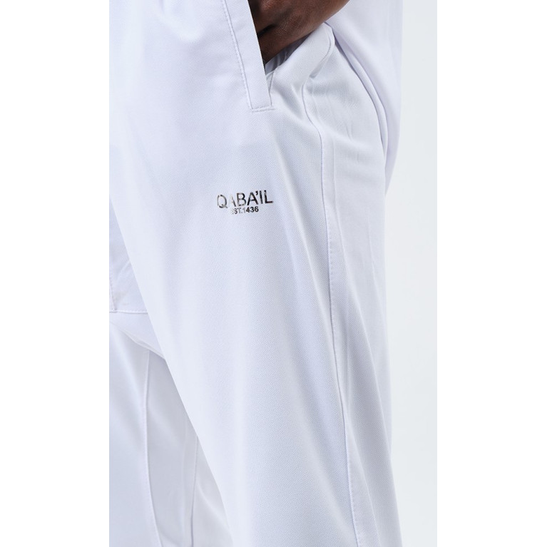 Ensemble Qamis Manche Court + Sarouel - Blanc et Gris Clair - Qaba'il : Delta Light