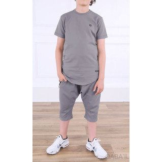 Ensemble Nautik Kid - Gris - Sarouel + T-Shirt de 3 à 16 ans - Qaba'il