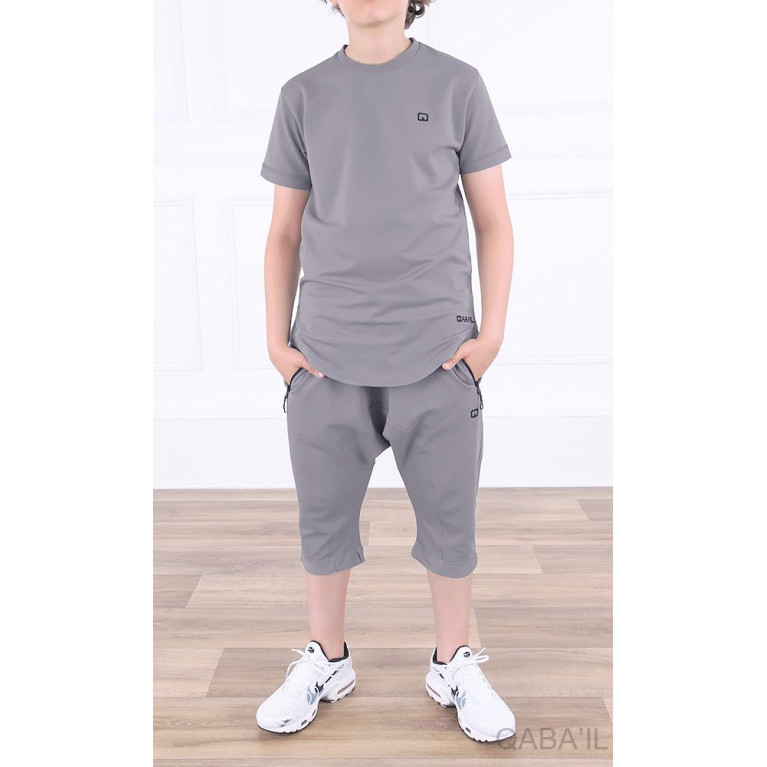 Ensemble Nautik Kid - Gris - Sarouel + T-Shirt de 3 à 16 ans - Qaba'il