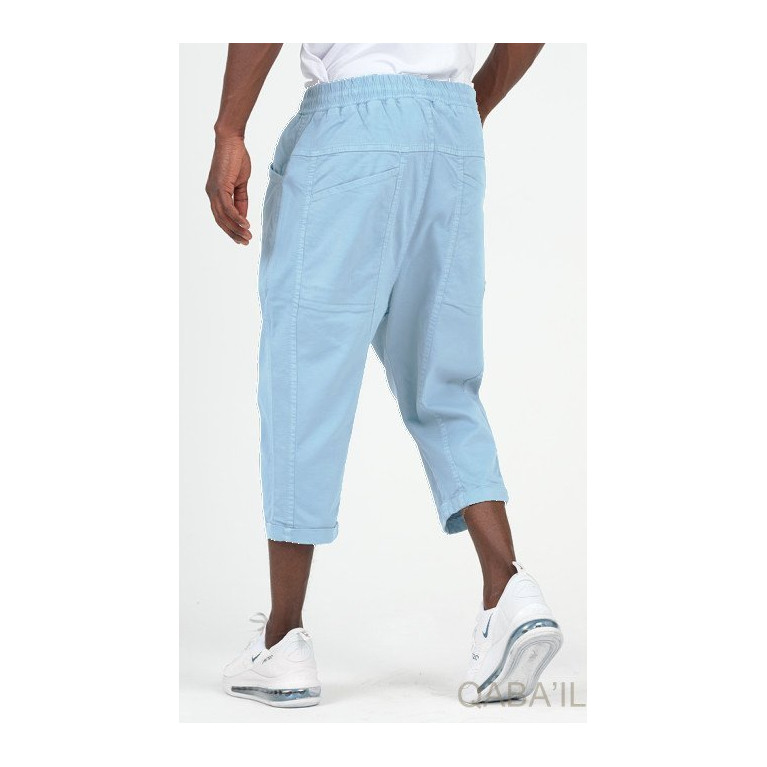 Sarouel Bermuda - Bleu Clair - Coton Stretch - Qaba'il