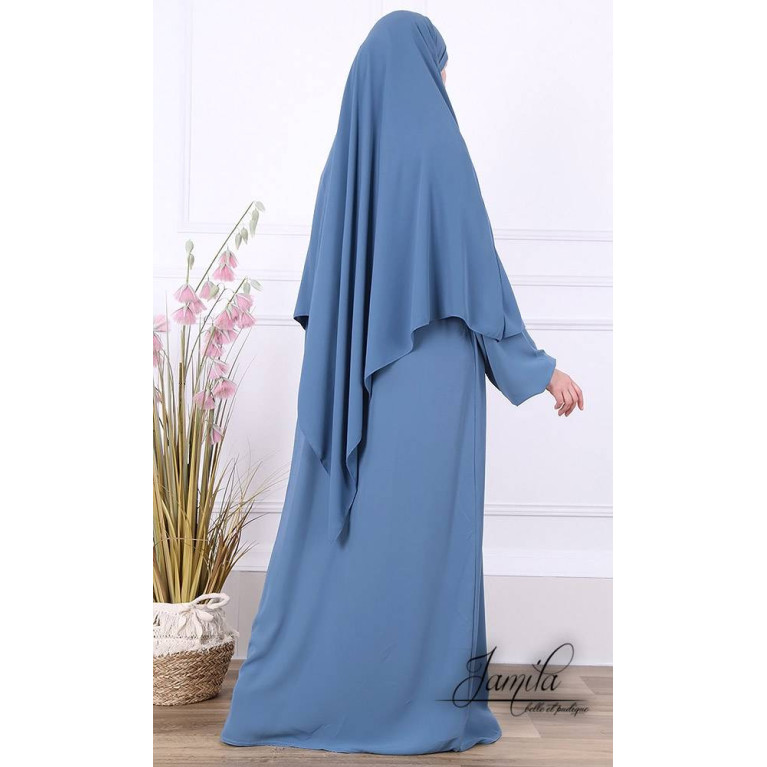  Khimar - Bleu Jean- Microfibre Léger - Jamila