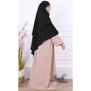  Khimar 2 Voiles - Noir - Microfibre Léger - Jamila