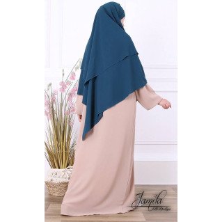 Khimar 2 Voiles - Bleu Canard - Microfibre Léger - Jamila