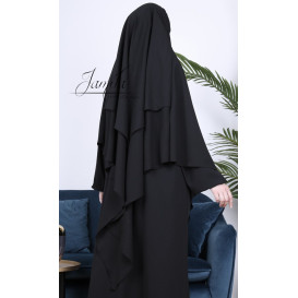 Khimar 2 Voiles - Noir- Microfibre Royal - Jamila