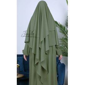 Khimar 2 Voiles - Vert Kaki- Microfibre Royal - Jamila