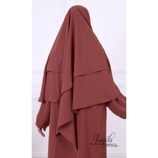 Khimar 2 Voiles - Terracotta - Microfibre Royal - Jamila